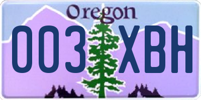 OR license plate 003XBH