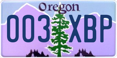 OR license plate 003XBP