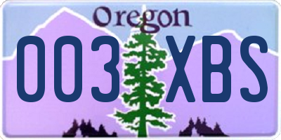 OR license plate 003XBS