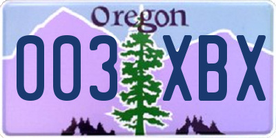OR license plate 003XBX