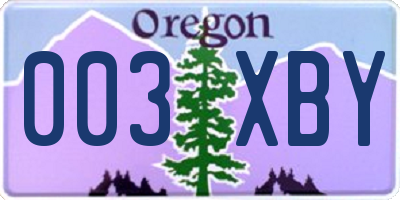 OR license plate 003XBY