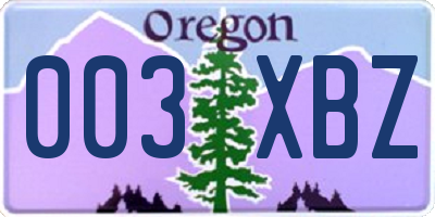 OR license plate 003XBZ