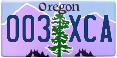 OR license plate 003XCA