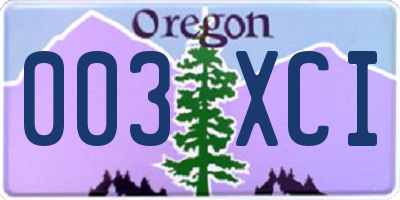 OR license plate 003XCI