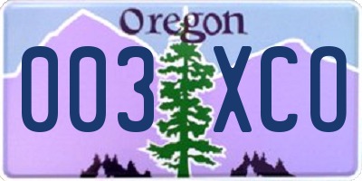 OR license plate 003XCO