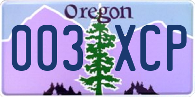 OR license plate 003XCP