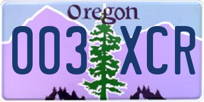 OR license plate 003XCR