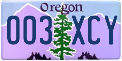 OR license plate 003XCY