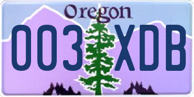 OR license plate 003XDB