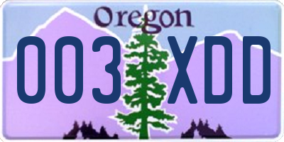 OR license plate 003XDD