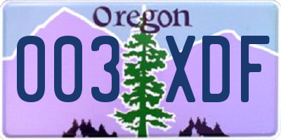 OR license plate 003XDF