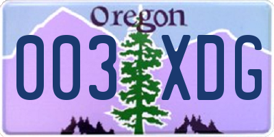 OR license plate 003XDG