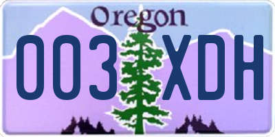 OR license plate 003XDH