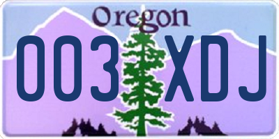 OR license plate 003XDJ