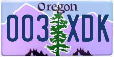 OR license plate 003XDK