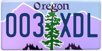 OR license plate 003XDL