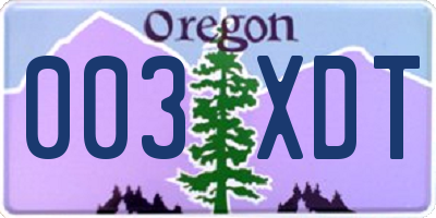 OR license plate 003XDT
