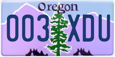 OR license plate 003XDU