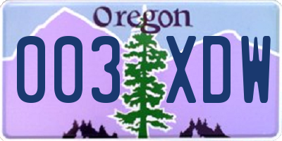 OR license plate 003XDW