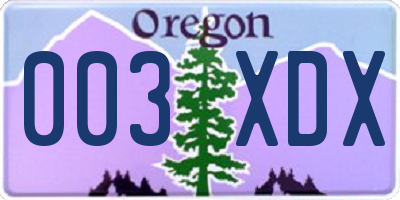 OR license plate 003XDX