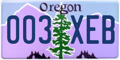 OR license plate 003XEB