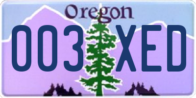 OR license plate 003XED