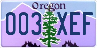 OR license plate 003XEF
