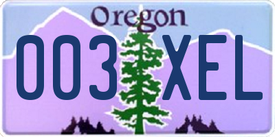 OR license plate 003XEL