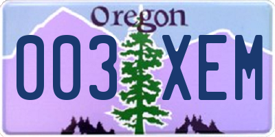 OR license plate 003XEM