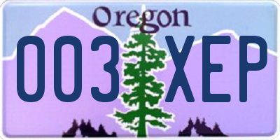 OR license plate 003XEP