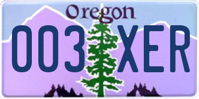 OR license plate 003XER