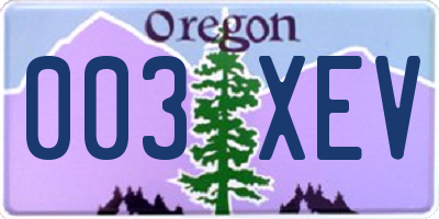 OR license plate 003XEV