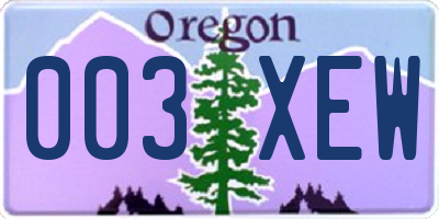 OR license plate 003XEW
