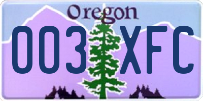 OR license plate 003XFC