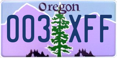 OR license plate 003XFF
