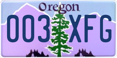 OR license plate 003XFG