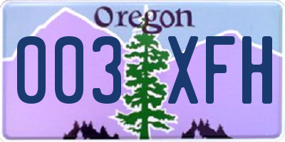 OR license plate 003XFH