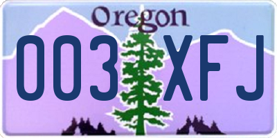 OR license plate 003XFJ