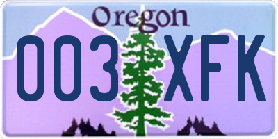 OR license plate 003XFK