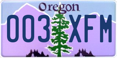 OR license plate 003XFM