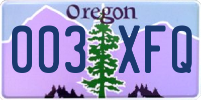OR license plate 003XFQ