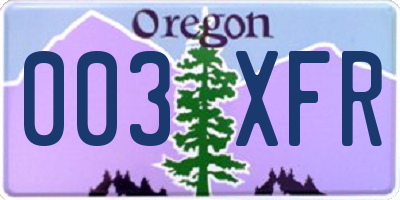 OR license plate 003XFR