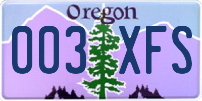 OR license plate 003XFS