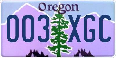 OR license plate 003XGC
