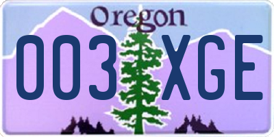 OR license plate 003XGE