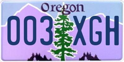 OR license plate 003XGH