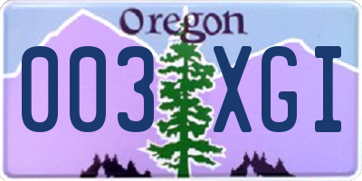 OR license plate 003XGI