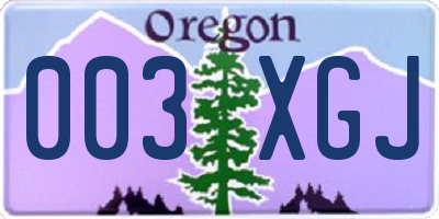 OR license plate 003XGJ