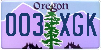 OR license plate 003XGK