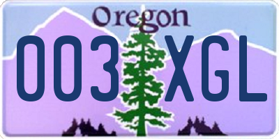 OR license plate 003XGL